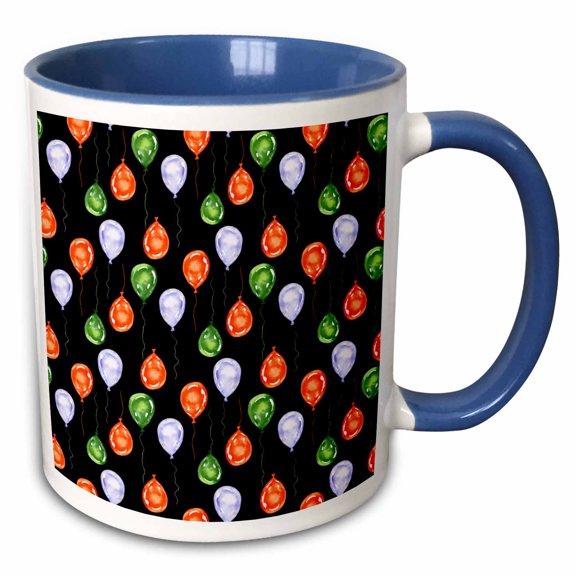 3drose, Cute St Patricks Day Image of Watercolor Balloons Pattern, 11oz Two-tone Blue Mug