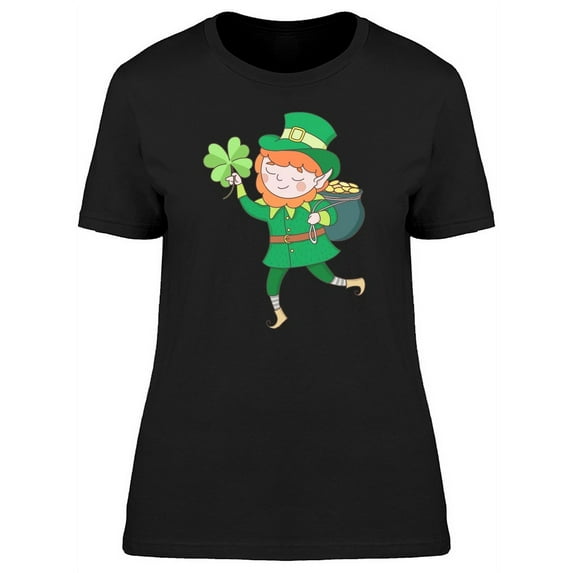 Cute St Patricks Leprechaun T-Shirt Women -Image by Shutterstock, Female Medium
