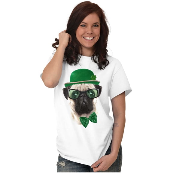 Cute St Pattys Day Leprechaun Pug Women's Plus Size Graphic Tee Brisco Brands 3X