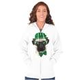 thumbnail image 1 of Cute St Pattys Day Leprechaun Pug Zip Hoodie Sweatshirt Women Brisco Brands M, 1 of 6