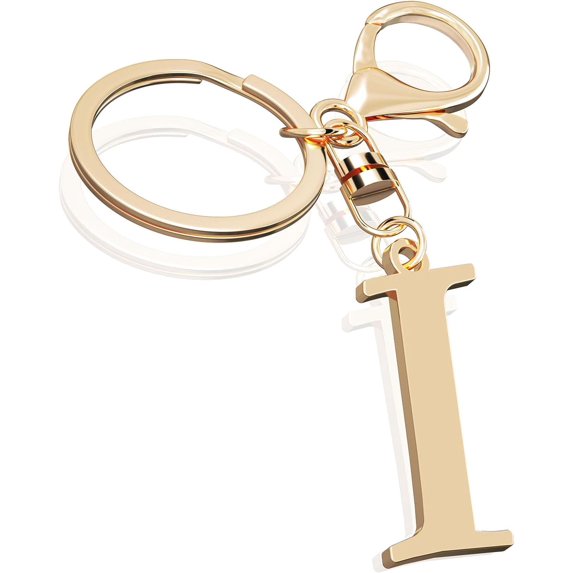 Cute Stainless Steel Gold Initial Letter Keychain for Women Girl, Charms for Key Handbag Backpack Bag, Personalized Gift