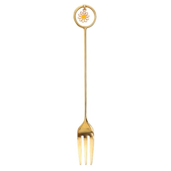 Cute Stainless Steel Spoon Fork With Decor Pendant and Hole Ring Coffee Stirring Spoon Fruit Fork