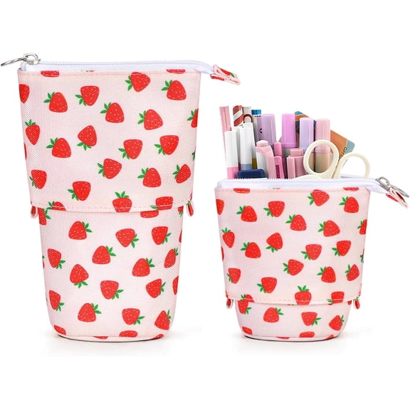 Cute Standing Pencil Case Pen Holder, Pop Up Stand UP Bubble Tea Pen Organizer Kawaii Stationary for Christmas Holiday New Year Office