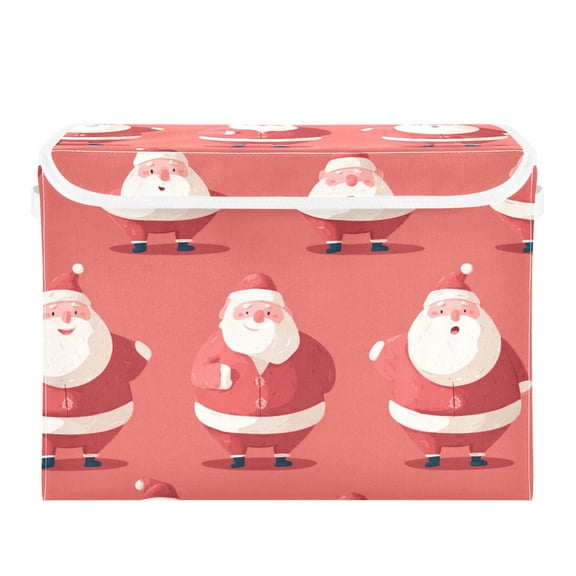 Cute Standing Santas Foldable Storage Bins with Lids Handles Collapsible Storage Containers Tote Boxes 16.5 x 12.6 x 11.8 inches