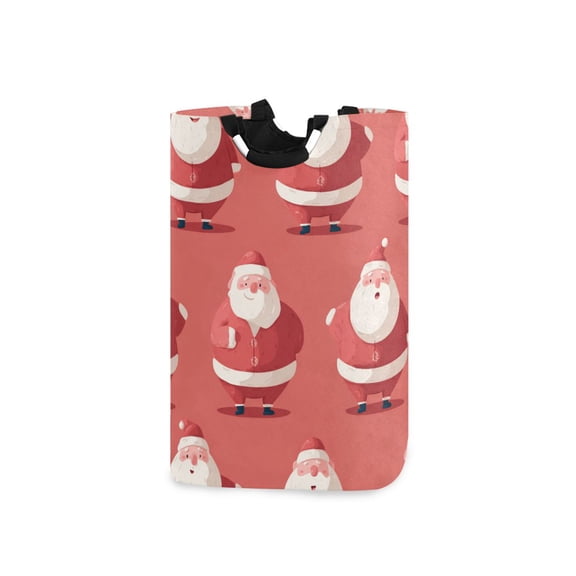 Cute Standing Santas Laundry Basket with Handles Foldable Laundry Hamper Freestanding Washing Bin 50L