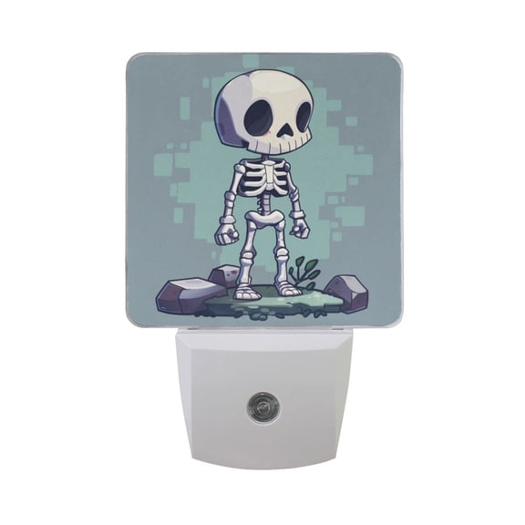 Cute Standing Skeleton Cartoon LED Night Light with Smart Sensor Plug Into Wall Dusk to Dawn 2 packs