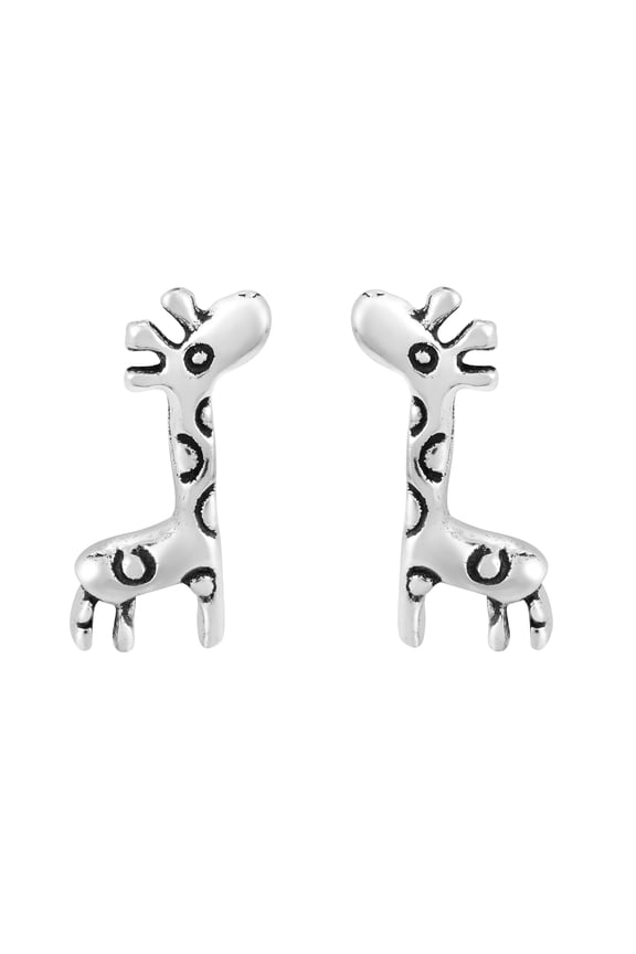 Cute Standing Tall Giraffe Sterling Silver Post Stud Earrings