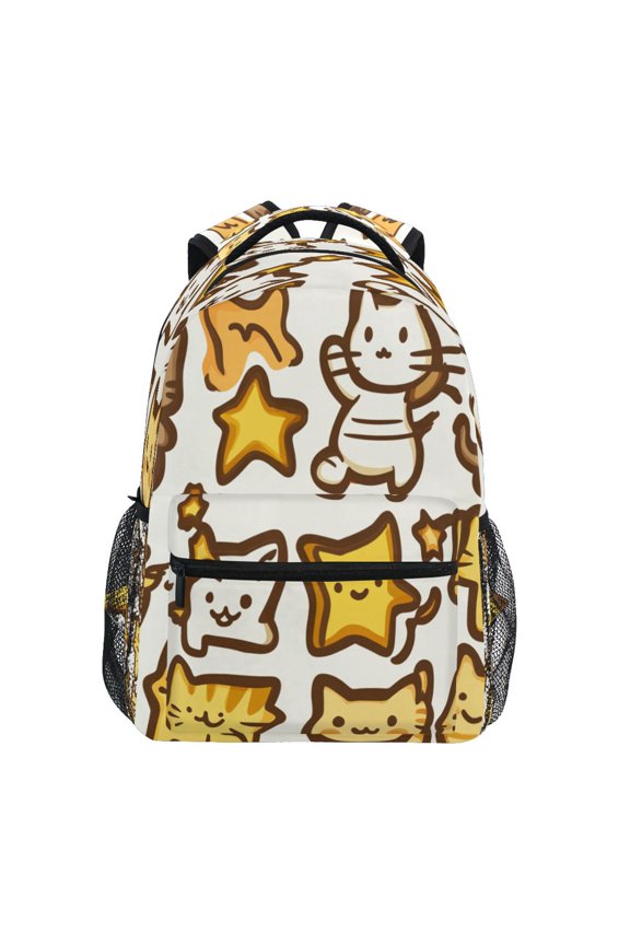 Cute Star Cat Stylish Large Backpack 15L Self-Standing Durable Twill for School, Office and Travel Use