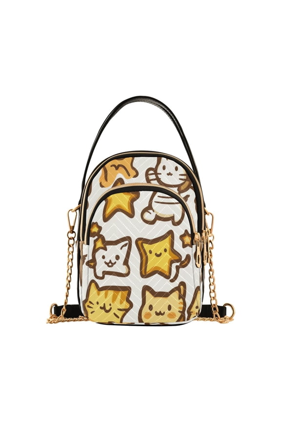 Cute Star Cat Women's Crossbody Handbags Leather Crossbody Bags Fanny Pack Chest Bag for Travel