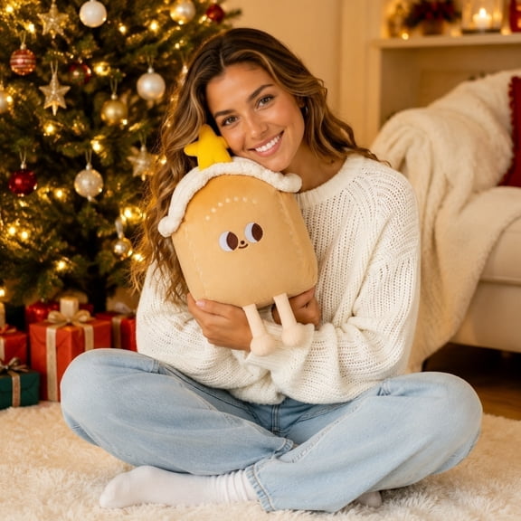 Cute Star House Shaped Throw Pillow Soft Christmas Cushion, Embroidered Face Kawaii Stuffed Pillow, Whimsical Festive Home Decor, Sofa Couch Bed Ki*ds Room Nursery Holiday Gift