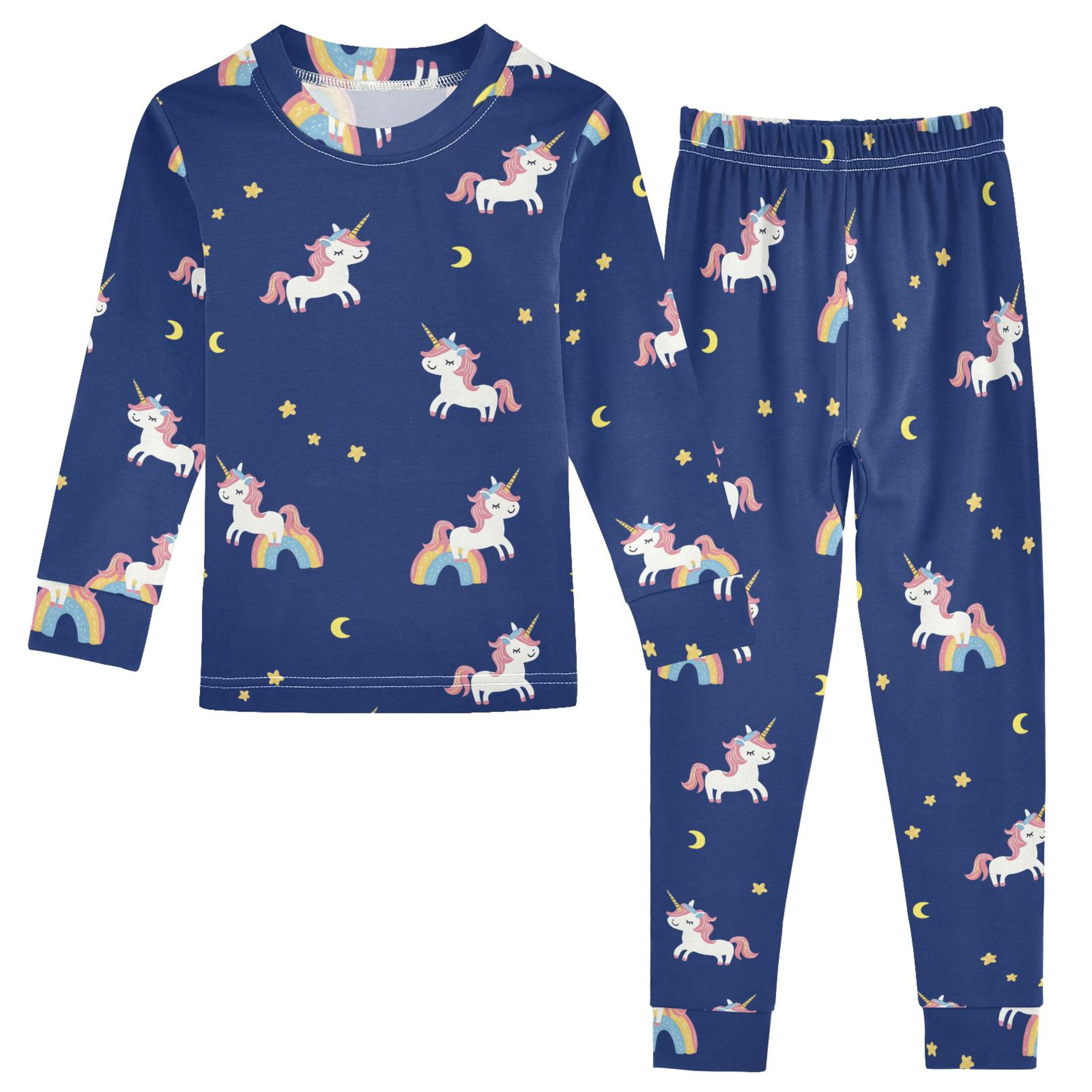 Cute Star Moon Horse Pattern Cotton Pajamas 2 Piece Set Sleepwear Soft ...