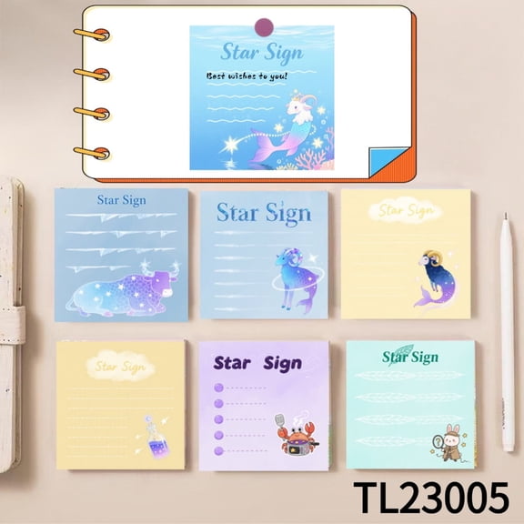 Cute Star Sign Themed Memo Pads - Boost Your Creativity (3.543.54 inches) 100-pack with105 Emoticon Stickers, Strong Adhesive for All Your Note - Taking Needs, Quickly Jotting Down Reminders