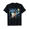 thumbnail image 1 of Cute Starry Night Cat T-Shirt for Siamese Cat Lovers, Perfect Gift for Cat Enthusiasts, 1 of 5