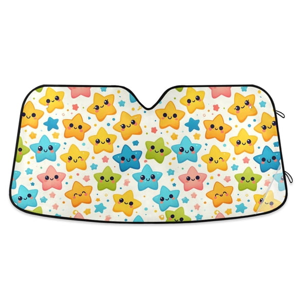 Cute Stars Car Windshield Sun Shade Foldable Car Front Window Visor Heat and UV Protection 57x31.5