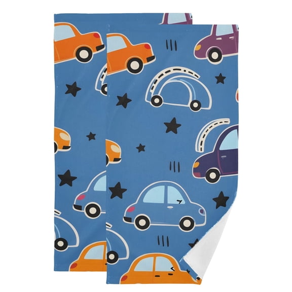 Cute Stars Cars Hand Towel Absorbent Bath Towels for Bathroom Sports Gym 28" x 14" Set of 2