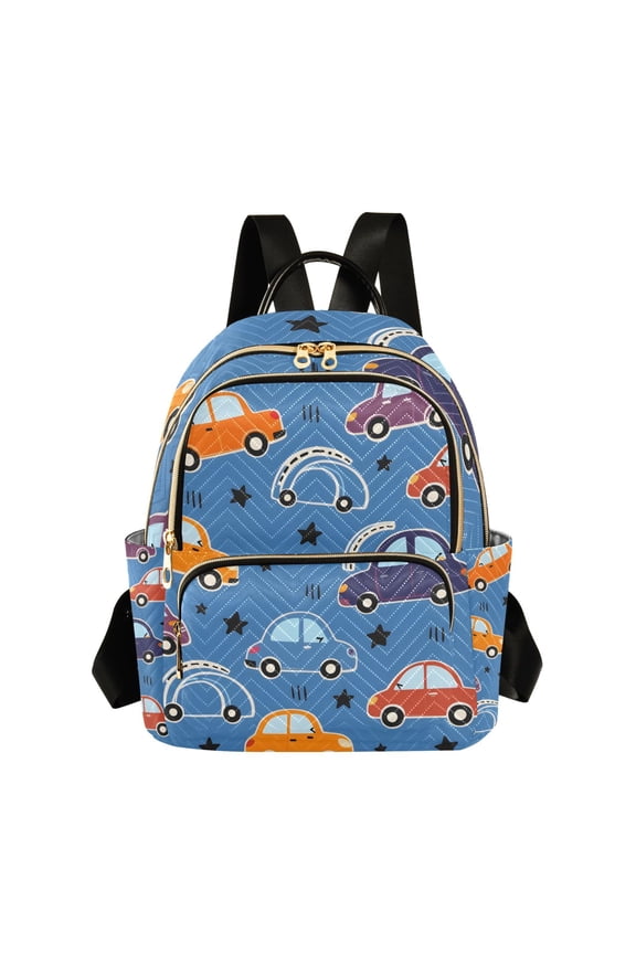 Cute Stars Cars Quilted Backpack Fashion Daypack Commuter Bag for Women 8.5 L