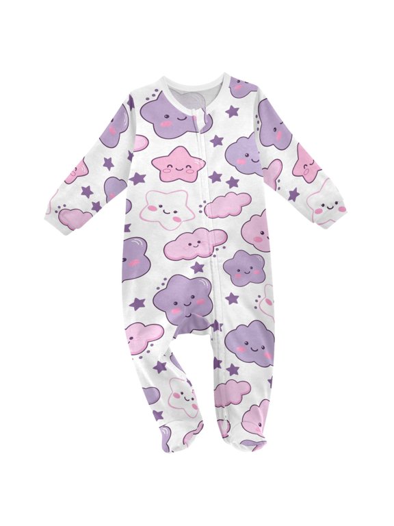 Cute Stars Cloud Baby Sleeper One-Piece Footies Newborn Roomper 9Months