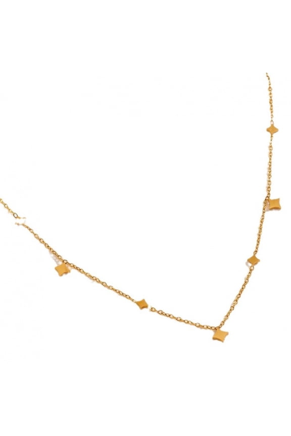 Cute Stars Link Chain Necklace for Women Surgical Stainless Steel Hypoallergenic Golden Lucky Star Pendant Choker Necklaces Adjustable Chic Jewelry for Holiday Birthday 18 Inches