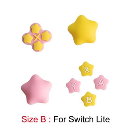 Cute Stars Silicone Soft Dpad Cross Button ABXY Key Sticker Skin Case For Switch Oled/Lite NS Joy-con Thumb Stick Grip Cap Cover