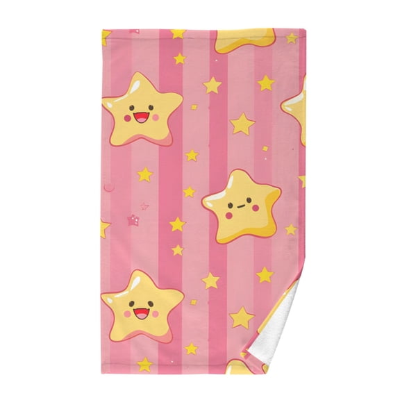 Cute Stars on Pink Stripe Cotton Face Towels Absorbent Hand Towel Soft Bathroom Towel for Kitchen Hotel Decoration