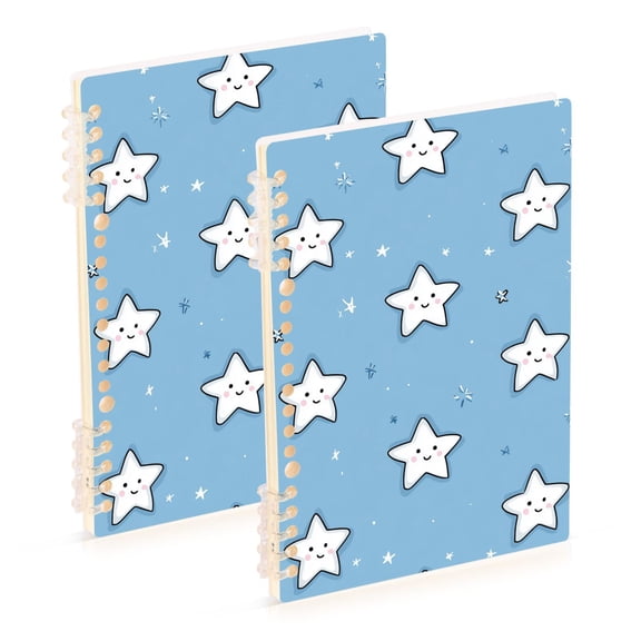 Cute Stars with Happy Face Notebook Detachable Coil Notebook Diary Plan Book A5 Size 60 Pages 1 Pack