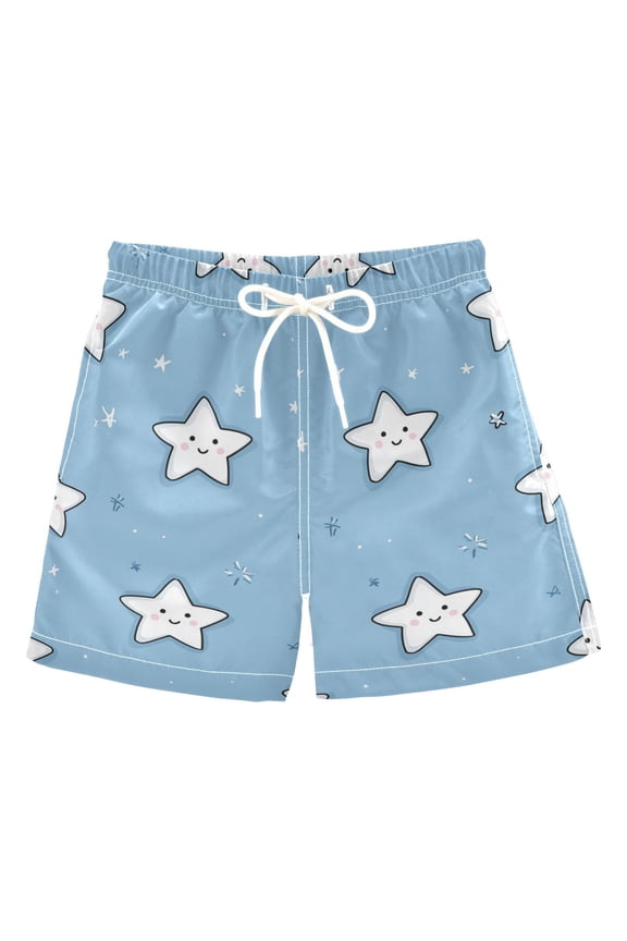 Cute Stars with Happy Face Swim Trunks Board Shorts Beach Pants Bathing Bottoms 2T