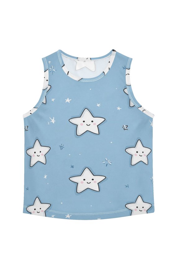 Cute Stars with Happy Face Vest Undershirt Tank Top Sleeveless Quick Dry 6Y