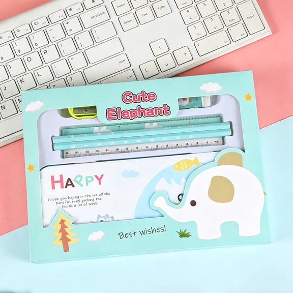 Cute Stationery Set, Kawaii Office Supplies, Cute Classroom Supplies, Including Pencils, Ruler, Eraser, Sharpener and Notebook, Festival Holiday Birthday Party Favors, Mint Green