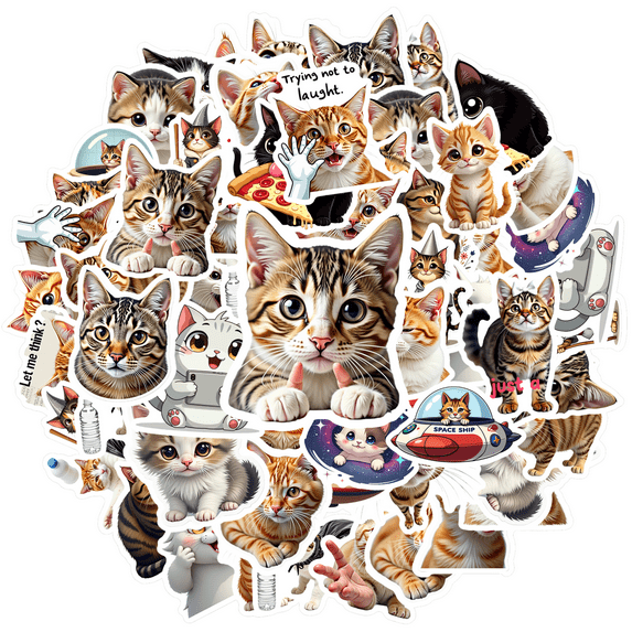 Cute Stationery Stickers Funny Animal Stickers Cats DIY Stickers for Luggage Phone Laptop