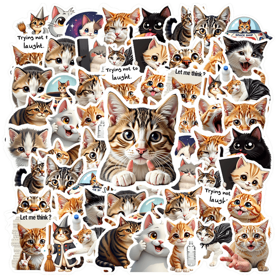 Cute Stationery Stickers Funny Animal Stickers Cats DIY Stickers for Luggage Phone Laptop