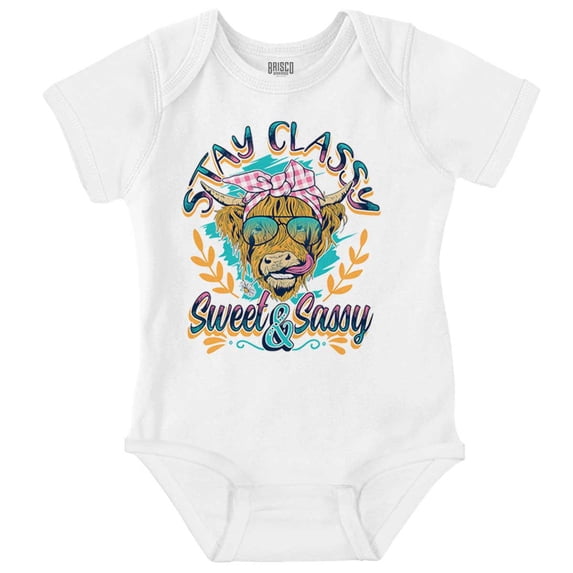 Cute Stay Classy Sweet and Sassy Baby Girl Short Sleeve Printed Bodysuit Brisco Brands NB