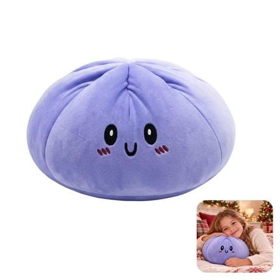 Cute Steamed Bun Plush Pillow, Soft Dumpling Stuffed Toy for Home Decor and Stress Relief, Huggable Food Plush
