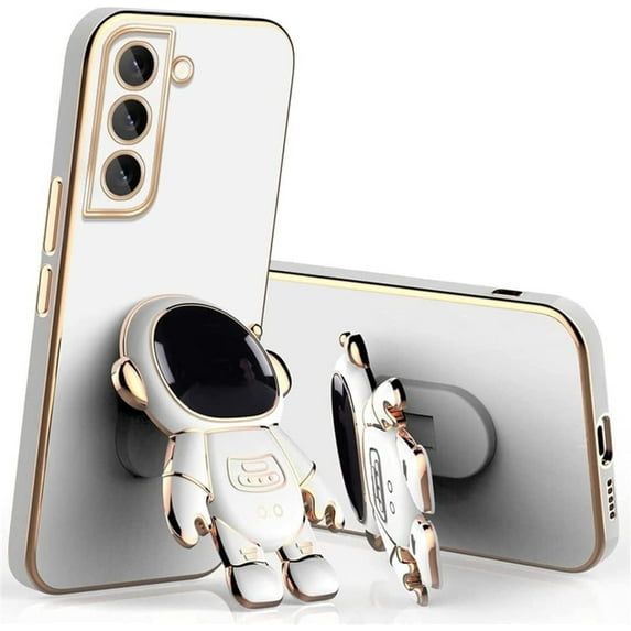 Cute Stereo Astronaut Stand Phone Case for Samsung Galaxy Note 20 10 Ultra Pro A73 A53 A33 5G A03 S A70 A50 A30, Lens Protection Back Cover(White,A73 5G)
