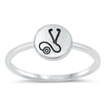 thumbnail image 1 of Cute Stethoscope Ring .925 Sterling Silver Nurse Doctor Medical Band Jewelry Female Male Size 8, 1 of 4