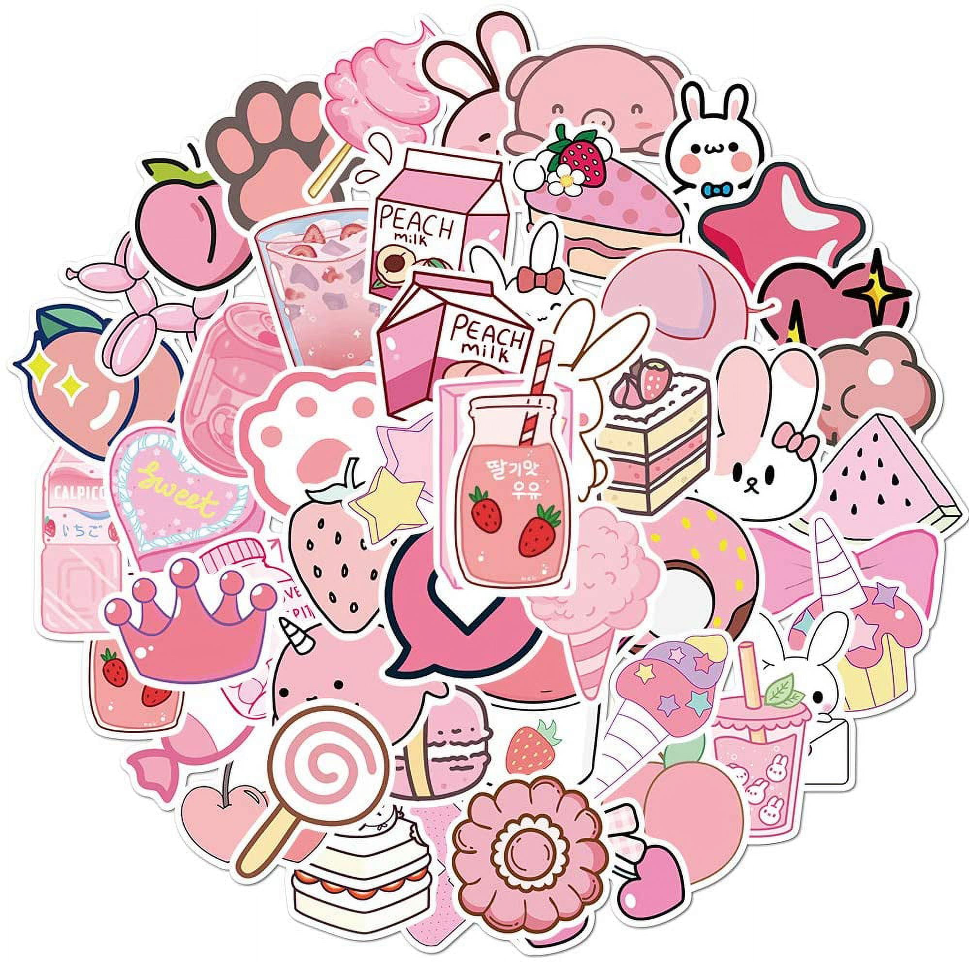 Kawaii Cute Stickers for Kids 50PCS Water Bottle Stickers Aesthetic Pink  Vsco Girl Stickers for Laptop, Phone, Hydro Flask Car Waterproof Stickers  for