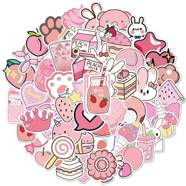 Cute Strawberry Stickers Decal, 50pcs Waterproof Vinyl Stickers Pack For  Water Bottle, Hydro Flask, Laptop, Skateboard, Luggage, Phone, Aesthetic  Kawa