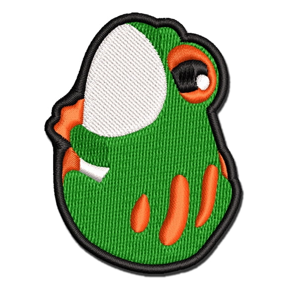 Cute Sticky Frog Looking Back Applique Multi-Color Embroidered Iron-On Patch - 2.0 Inch Mini