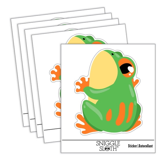 Cute Sticky Frog Looking Back Car Window Bumper Water Bottle Phone Tablet Laptop Waterproof Vinyl Decal Sticker Set 5-Pack - Gloss Finish - 2.0"