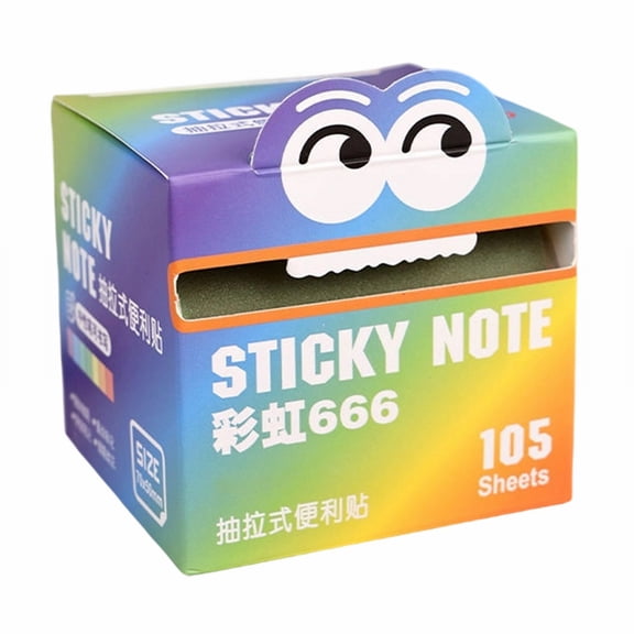 Cute Sticky Note,Rainbow Transparent Roll,Cartoon Pad, Cute Monster Design,Funny Rainbow Transparent Roll,Cartoon Memo Pad,105 Sheets(Purple)
