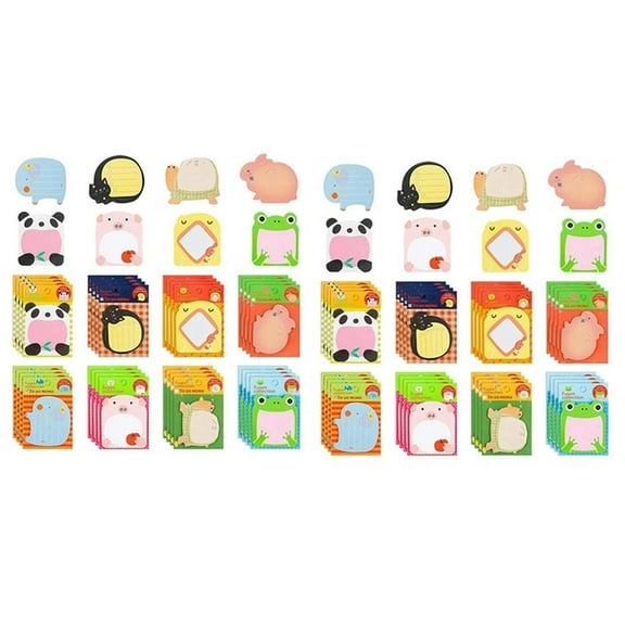 Cute Sticky Notes 1280 Sheets (64 Pieces) Mini Animal Sticky Notes Set Funny Self Adhesive Memo Pad Colourful