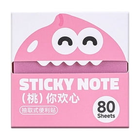 Cute Sticky Notes, Peach Pull Out Post It Notes 3x3 Inch, Pink Kawaii Self Stick Memo Pads, 80 Sheets Aesthetic Desk Accessories for Students Office School Journaling Supplies