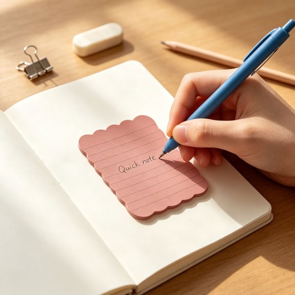 Cute Sticky Notes,Scalloped Wavy Edge Sticky Pad,Aesthetic Lined Memo Sheets,4x3 Inch Colorful Striped Self Adhesive Note Slips,Removable Sheets for Journal,Planner,Office Supplies,Daily Use