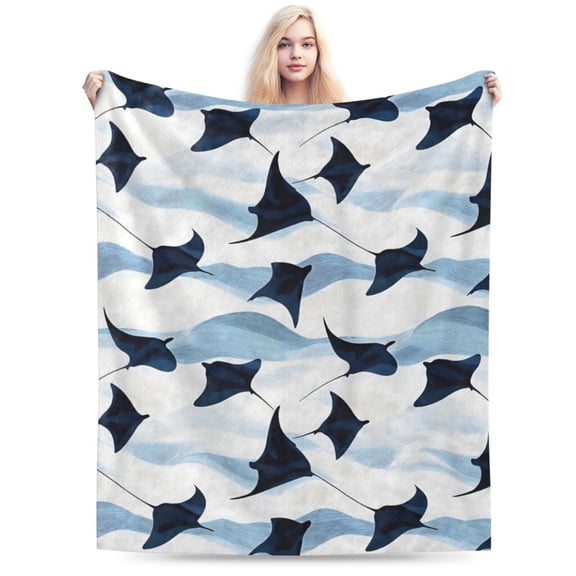 Cute Stingray Fleece Blanket - Lightweight Soft Cozy 50x40