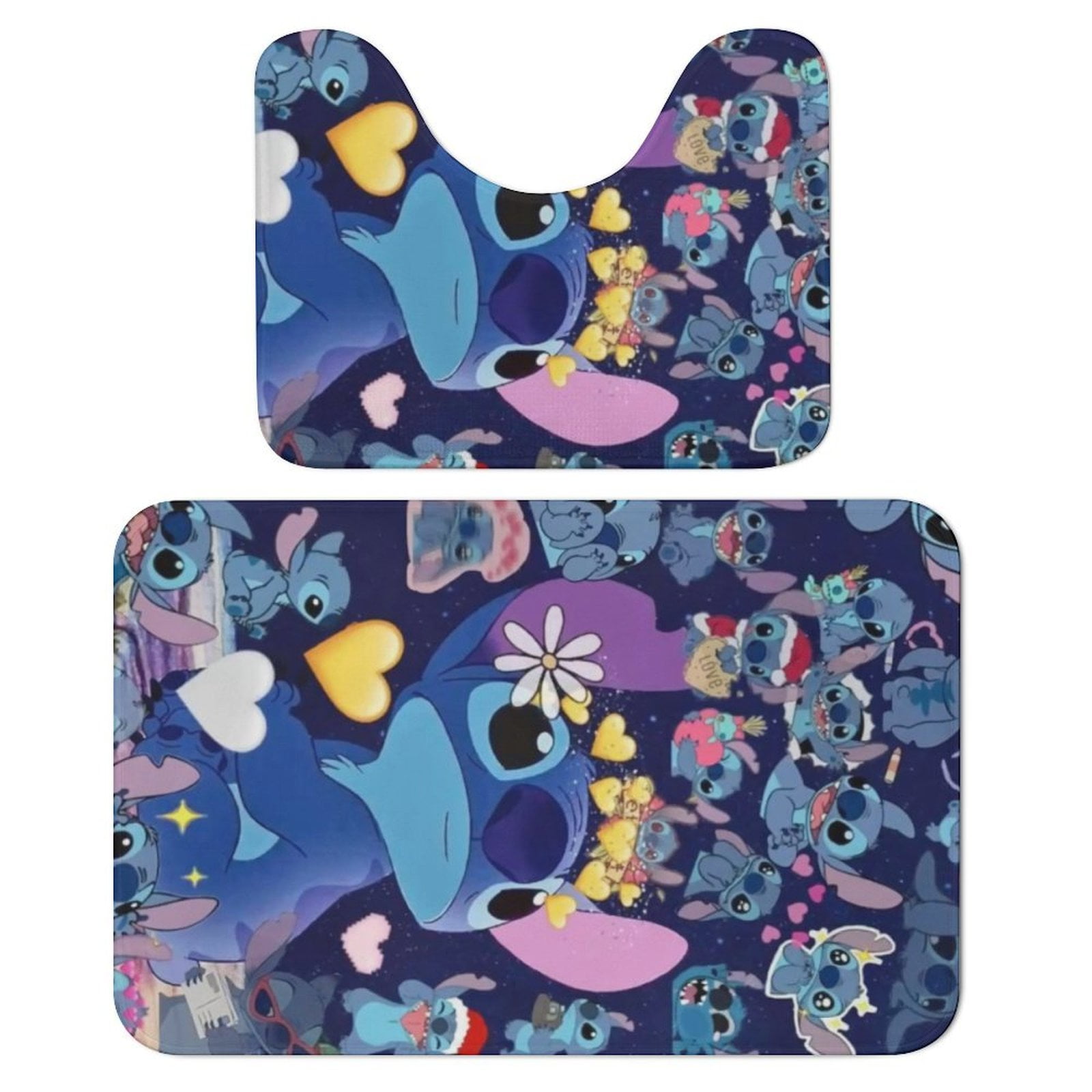 Cute Stitch Bathroom Rug Set 2 Piece Bathroom Mat Set with Non-Slip ...