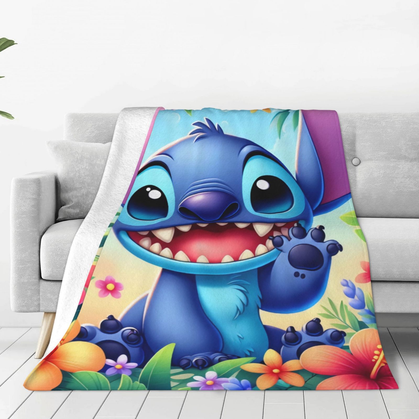 Cute Stitch Blanket UltraSoft Flannel Fleece Warm Throw Quilt Anime