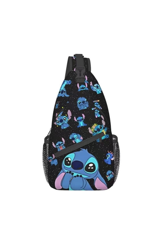 Cute Stitch Crossbody Bags for Men and Women, Cartoon Sling Bag, Casual Chest Bags, Adjustable Strap Travel Shoulder Bag for Running Work and Outdoors