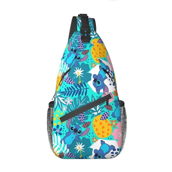 Cute Stitch Crossbody Bags for Men and Women, Cartoon Sling Bag, Casual Chest Bags, Adjustable Strap Travel Shoulder Bag for Running Work and Outdoors
