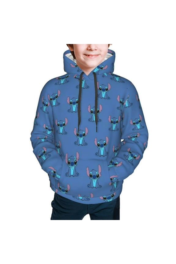 Cute Stitch Hoodies for Boys Teens Kids Pullover Hooded Toddler Sweatshirt with Pocket for 10-12 Years,M