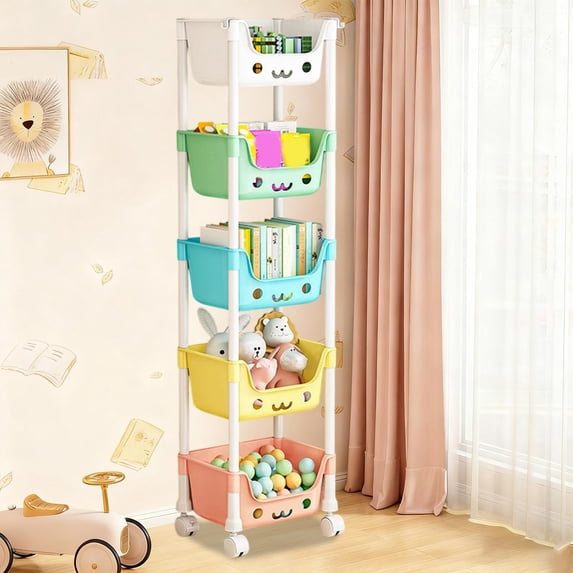Cute Storage Rack With Wheels Interest Plastic Storage Rack For Home Use Multi 5-Layer Snack Organizer Rack
