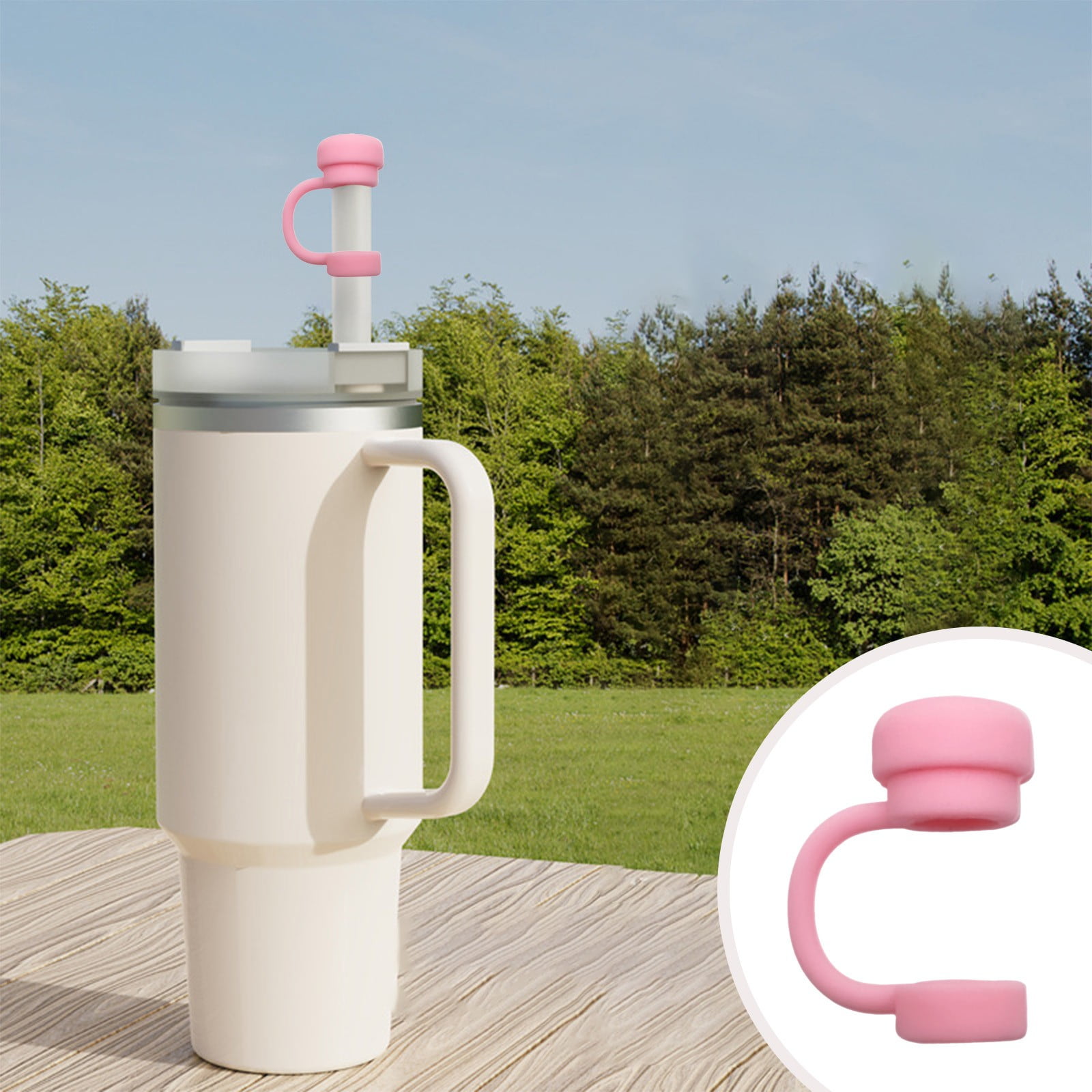 Silicone Cherry Blossom Straw Topper For Stanley Cups - Reusable Splash-Proof Cap For 30oz & 40oz Tumblers, Pink